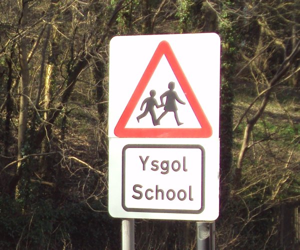 Welsh school sign